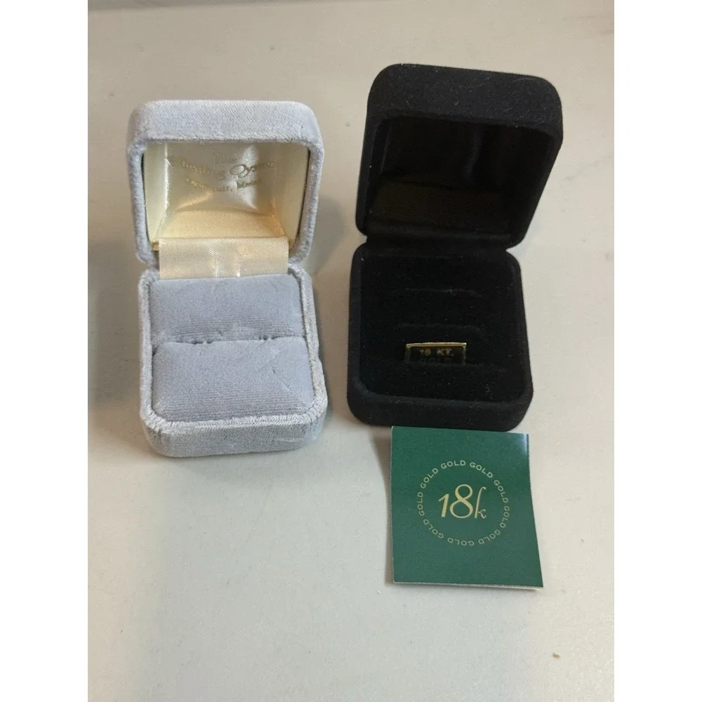 Lot 2 VTG Velvet Ring Box Set Pastel Black MCM Proposal Wedding Photo Prop